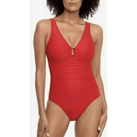 Ralph Lauren Other - Lauren Ralph Lauren $145 Red Ruched One Piece Swimsuit Bathing Suit NWT Sz 8